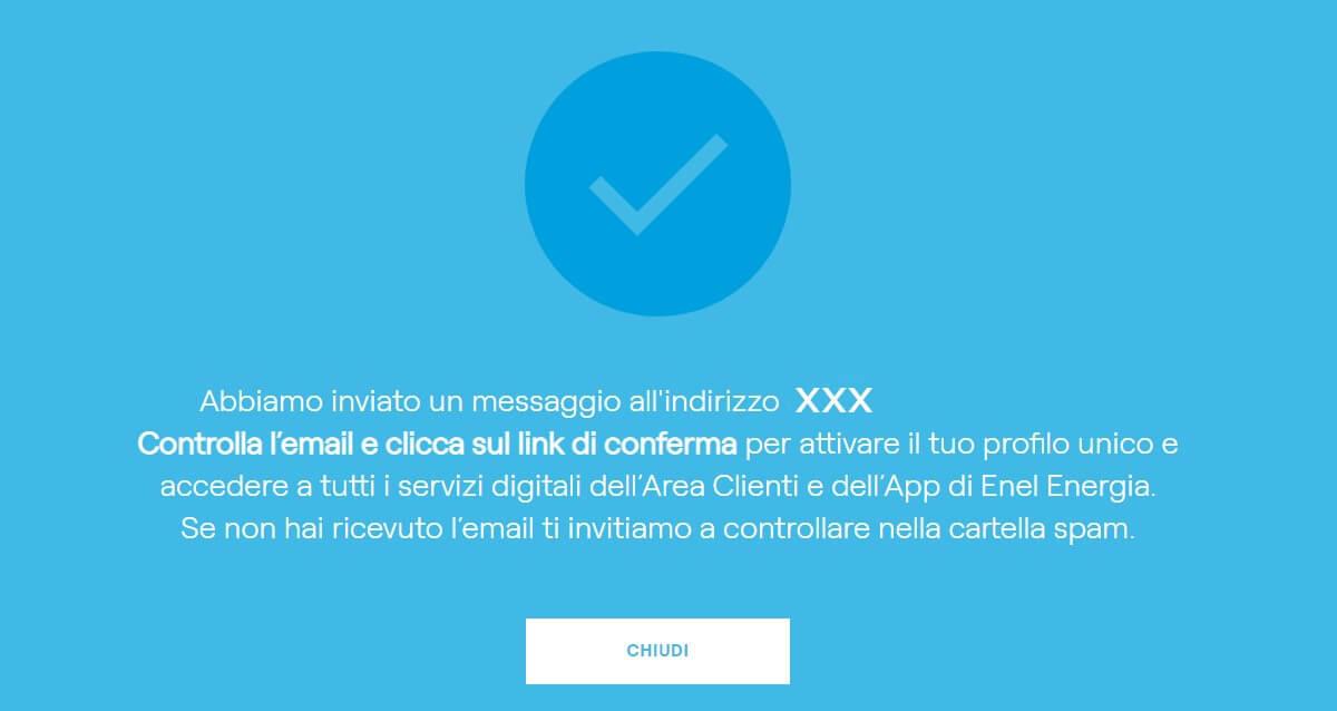 Mail di avvenuta registrazione all'Area clienti My Enel di Enel Energia Mail di avvenuta registrazione all'Area clienti My Enel di Enel Energia