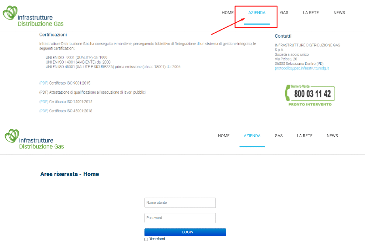 Come fare login all'Area riservata di Infrastrutture Distribuzione Gas? Ecco la procedura Come fare login all'Area riservata di Infrastrutture Distribuzione Gas? Ecco la procedura