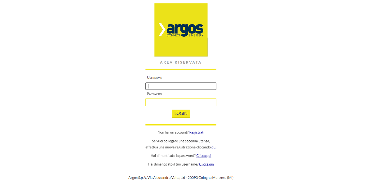 Area clienti Argos Energia Argos Energia login Area clienti