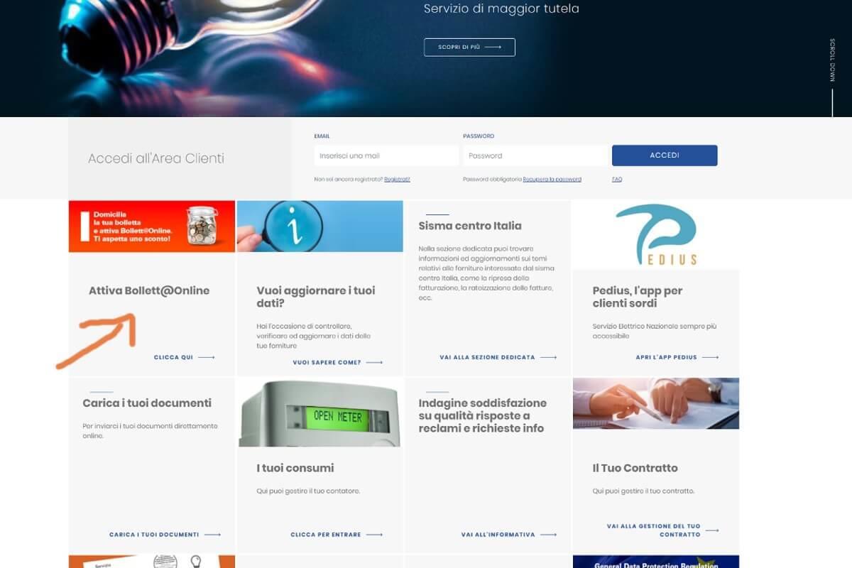 Come attivare la Bollett@Online del Servizio Elettrico Nazionale (fonte: servizioelettriconazionale.it 27/09/2021)) Come attivare la Bollett@Online del Servizio Elettrico Nazionale (fonte: servizioelettriconazionale.it 27/09/2021))