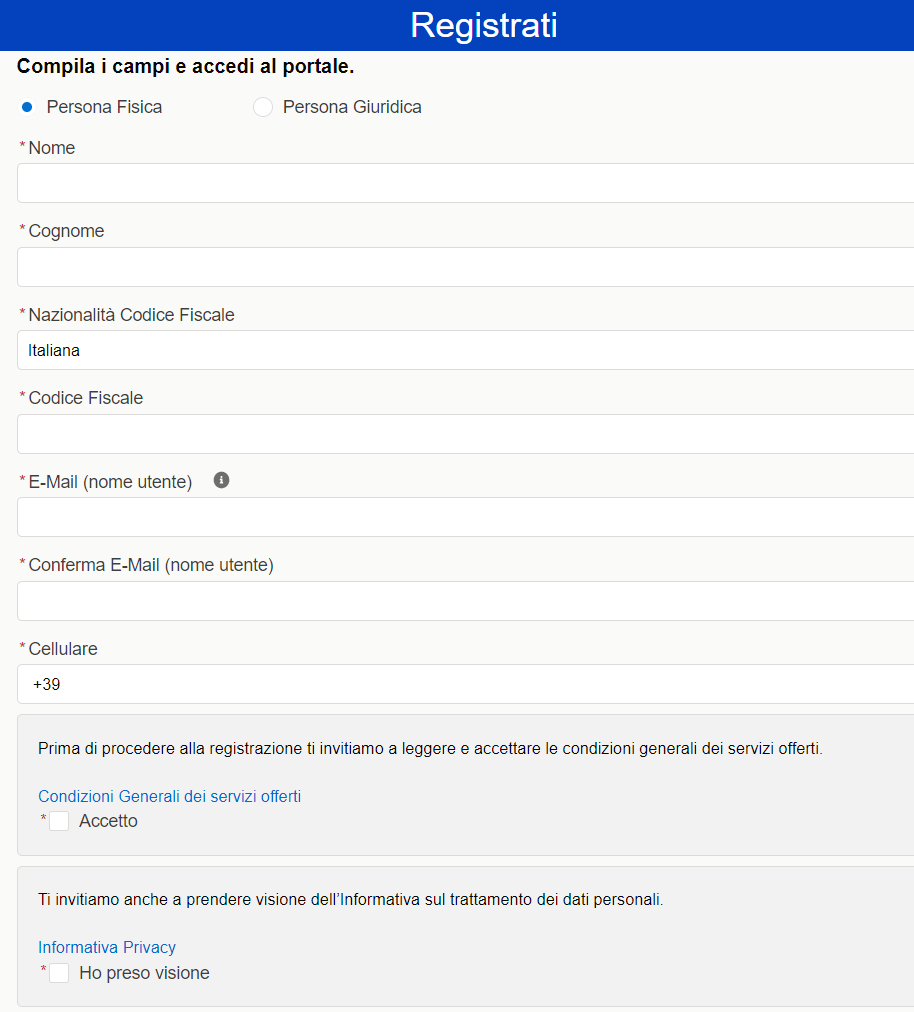 e-distribuzione login area clienti - form di registrazione e-distribuzione login area clienti - form di registrazione