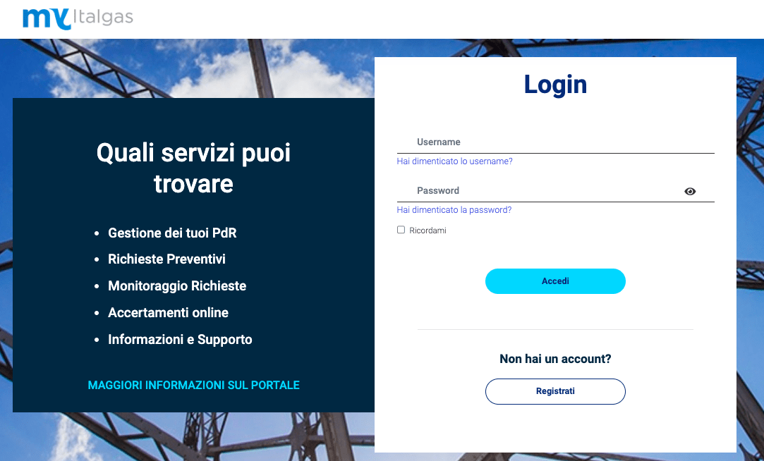 MyItalgas login pagina di accesso (14-12-22)