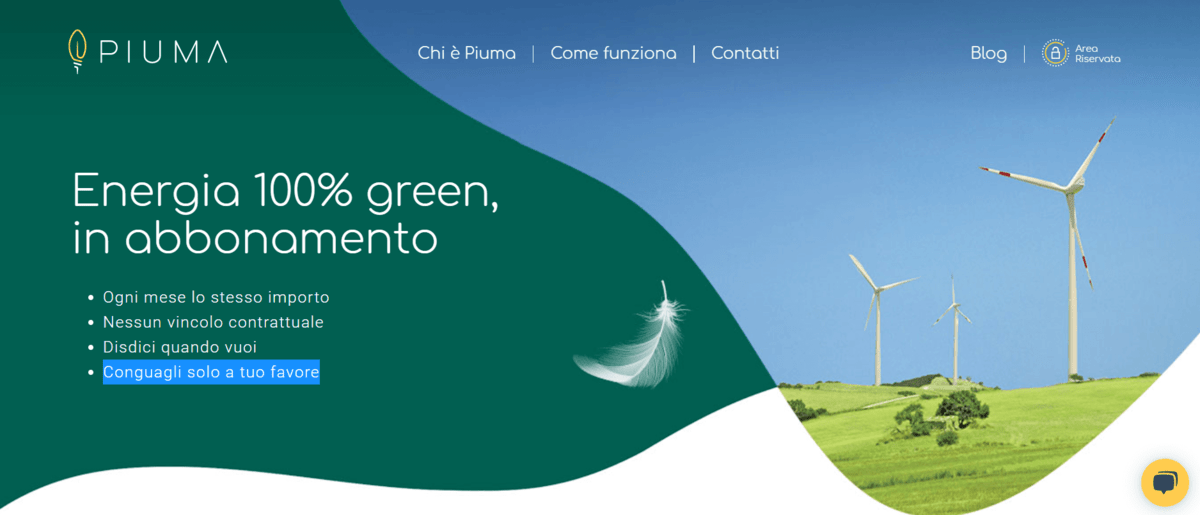 Energia green e in abbonamento con Piuma, la nuova offerta luce di PLT puregreen
