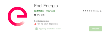 Logo dell’app Enel.it per Android da Google Play. (play.google.com 27-10-2021) Logo dell’app Enel.it per Android da Google Play. (play.google.com 27-10-2021)