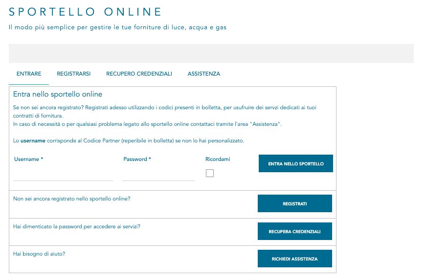 Pagina di accesso e registrazione allo sportello online Trenta (sportelloclienti.it 12-01-22) Pagina di accesso e registrazione allo sportello online Trenta (sportelloclienti.it 12-01-22)