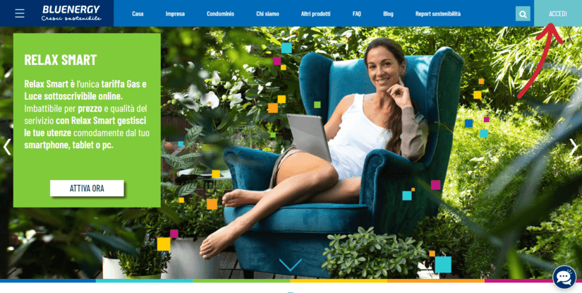 Homepage del sito Bluenergy Group (fonte: www.bluenergygroup.it 28/09/2021)