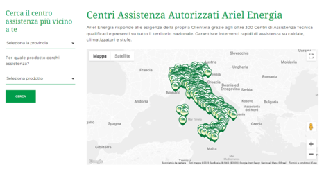 Centri assistenza Ariel Energia Mappa centri autorizzati Ariel Energia